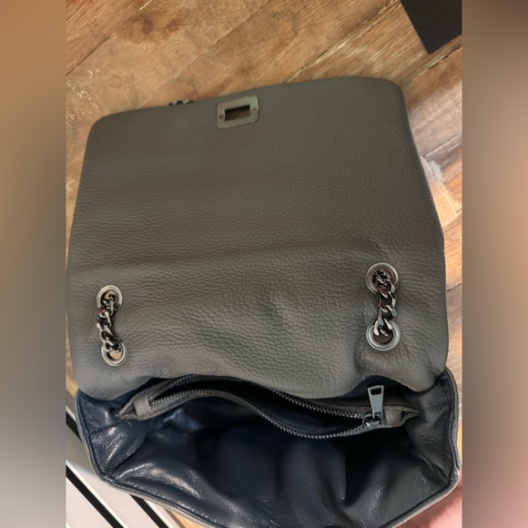 Caviar grey full single flap with navy leather lining designer bag by Virsa bag - Picture 8 of 14